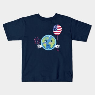 Independence Day. Earth celebrates the 4th of July Kids T-Shirt